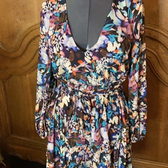 BELLE BADGLEY MISCHKA Alison V-Neck Printed Garden Floral Dress - Picture 8 of 14